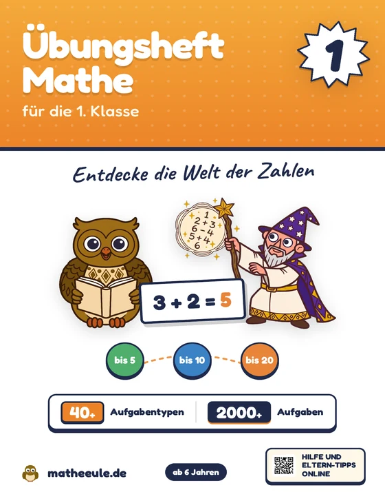 Titelbild: Übungsheft Mathe für die 1. Klasse